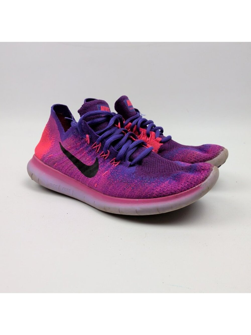 Nike Free RN Flyknit 2017 Shoes Womens Size 7.5 Purple Pink Sneakers 880844-600
